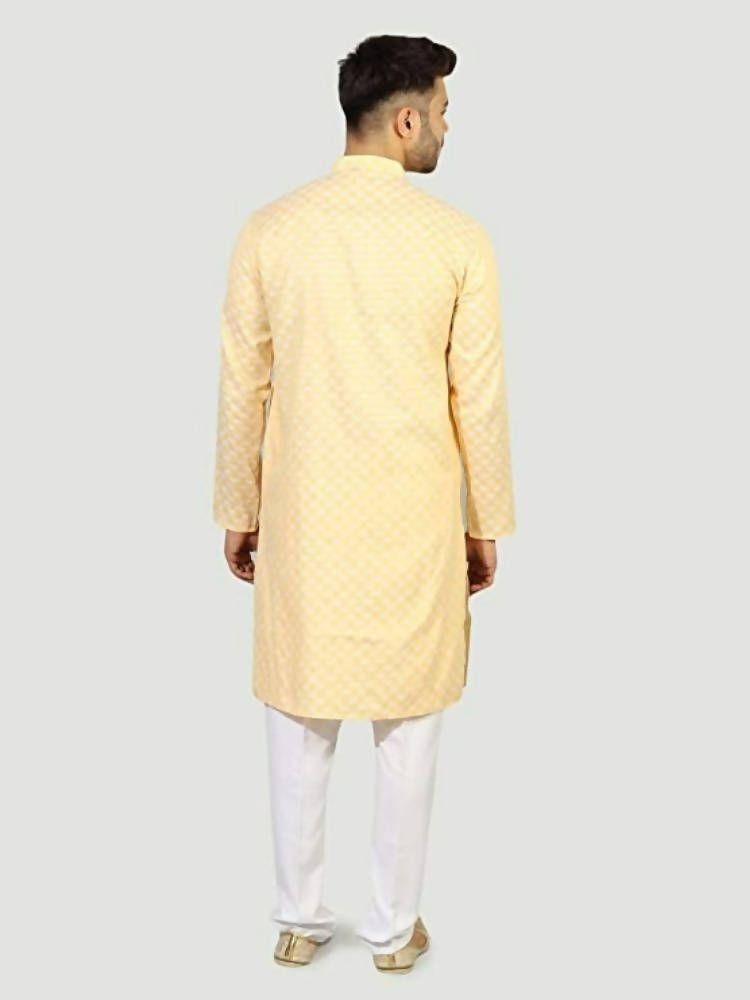 Uri And Mackenzie Mens Casual Cotton Blend kurta Pajama Set (Light Yellow) - Distacart