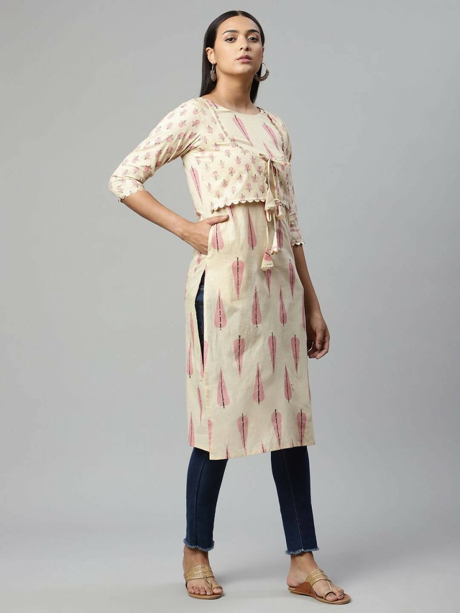 Ahalyaa Womens Chiku Pure Cotton Printed Kurtas - Distacart