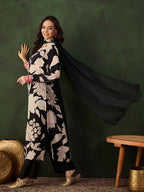 Sangria Printed Kurta & Palazzo With Dupatta
