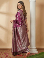 Shree Shyam Fashion Purple Silk Blend Saree - Distacart