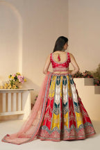Kesar Fab Dark-Multicolor Silk Embroidered Lehenga
