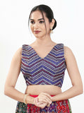 Joban Fashion Purple Silk Padded Blouse With V Neck Sleeveless - Distacart