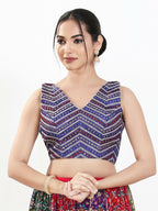 Joban Fashion Purple Silk Padded Blouse With V Neck Sleeveless - Distacart