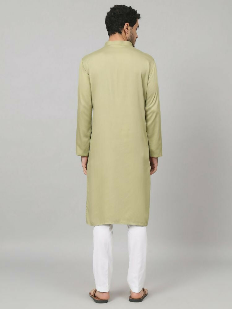 Motif Embroidered Cotton Kurta by Hilo Design