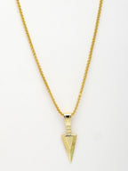 NVR Men's Gold-Polished Arrow-Shaped Pendant With Chain
