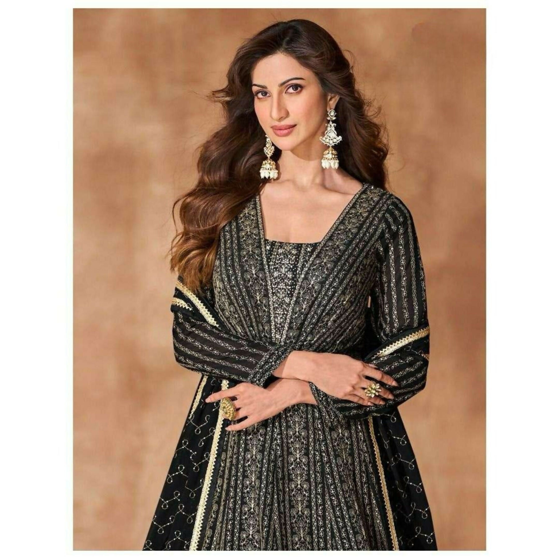 Anaita Black Georgette Readymade Anarkali Suit with Sequence Work - Distacart