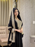Teeya Creation Black Color Faux Georgette Embroidery Work Long Party Wear Gown