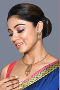 Joban Fashion Women Golden Ruby Green Pendant Set With Earrings