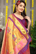 Jyoti Fashion Women's Baby Pink Banarasi Silk Zari Woven Saree with Blouse