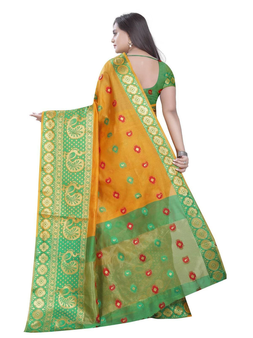 Vamika Banarasi Cotton Silk Yellow Weaving Saree