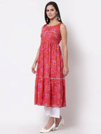 Myshka Cotton Printed Sleeveless Round Neck Casual Women's Dress