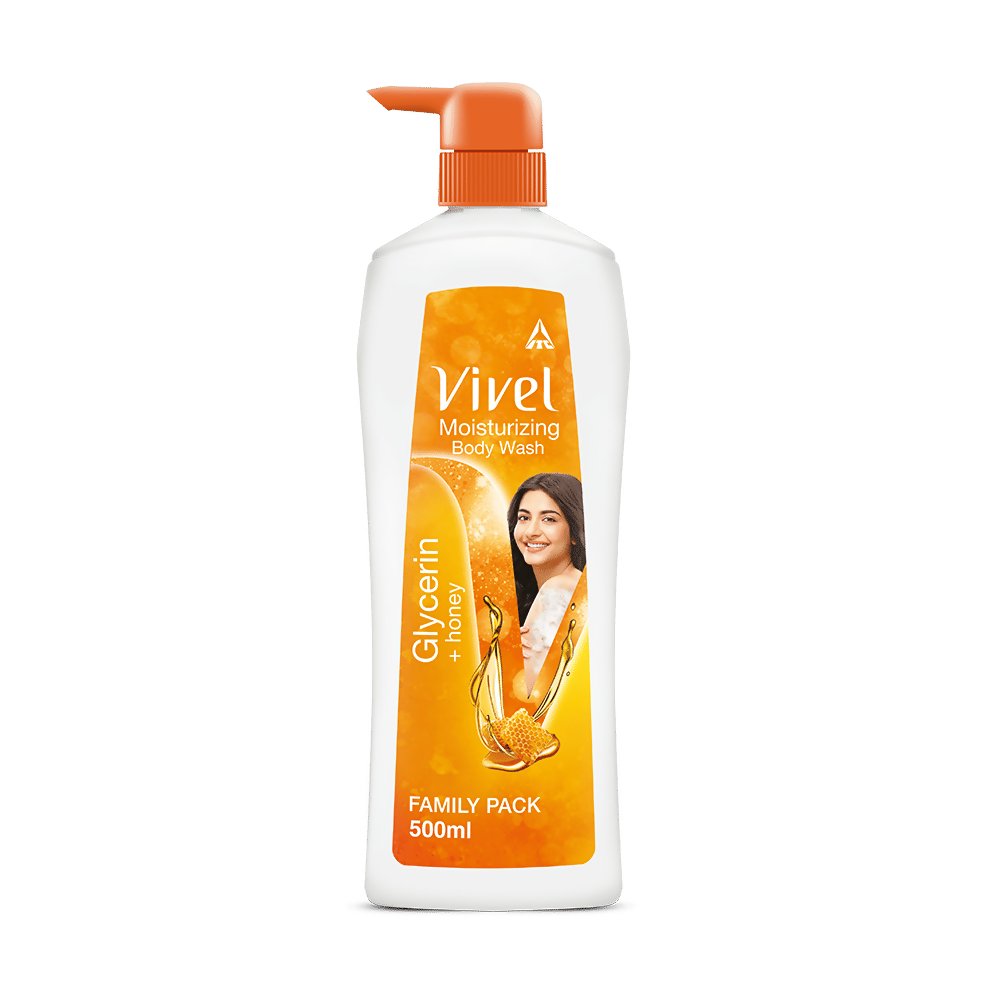 Vivel Moisturizing Body Wash Glycerin & Honey Pump Bottle Shower Gel for Soft Glowing Skin