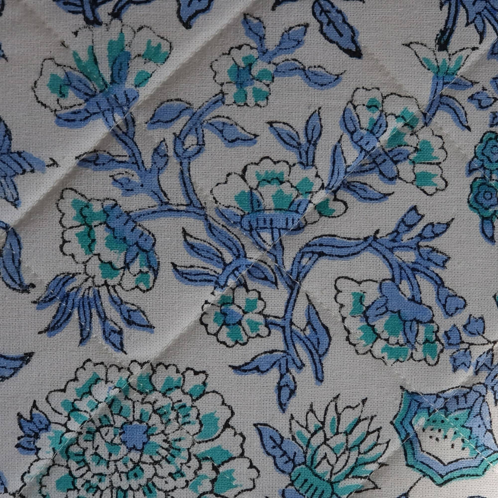 The Decor Nook Peony Floral Print Cushion Cover in Soothing Blue And Green Colour