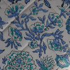 The Decor Nook Peony Floral Print Cushion Cover in Soothing Blue And Green Colour