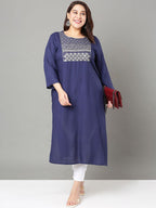Sztori Floral Embroidered Yoke Design Thread Work Straight Kurta