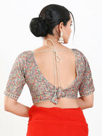 Joban Fashion Multi Mulberry Silk Padded Blouse With V Neck Elbow Sleeves - Distacart