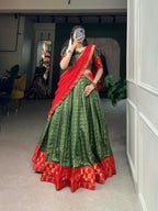 Vastranavya South Indian Style Lehenga Choli - Green