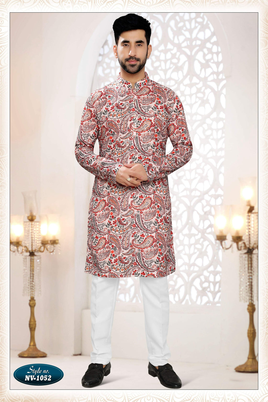 Joban Fashion Men's Cream Straight Rayon Thread And Sequence Embroidery All Over Kurta Set