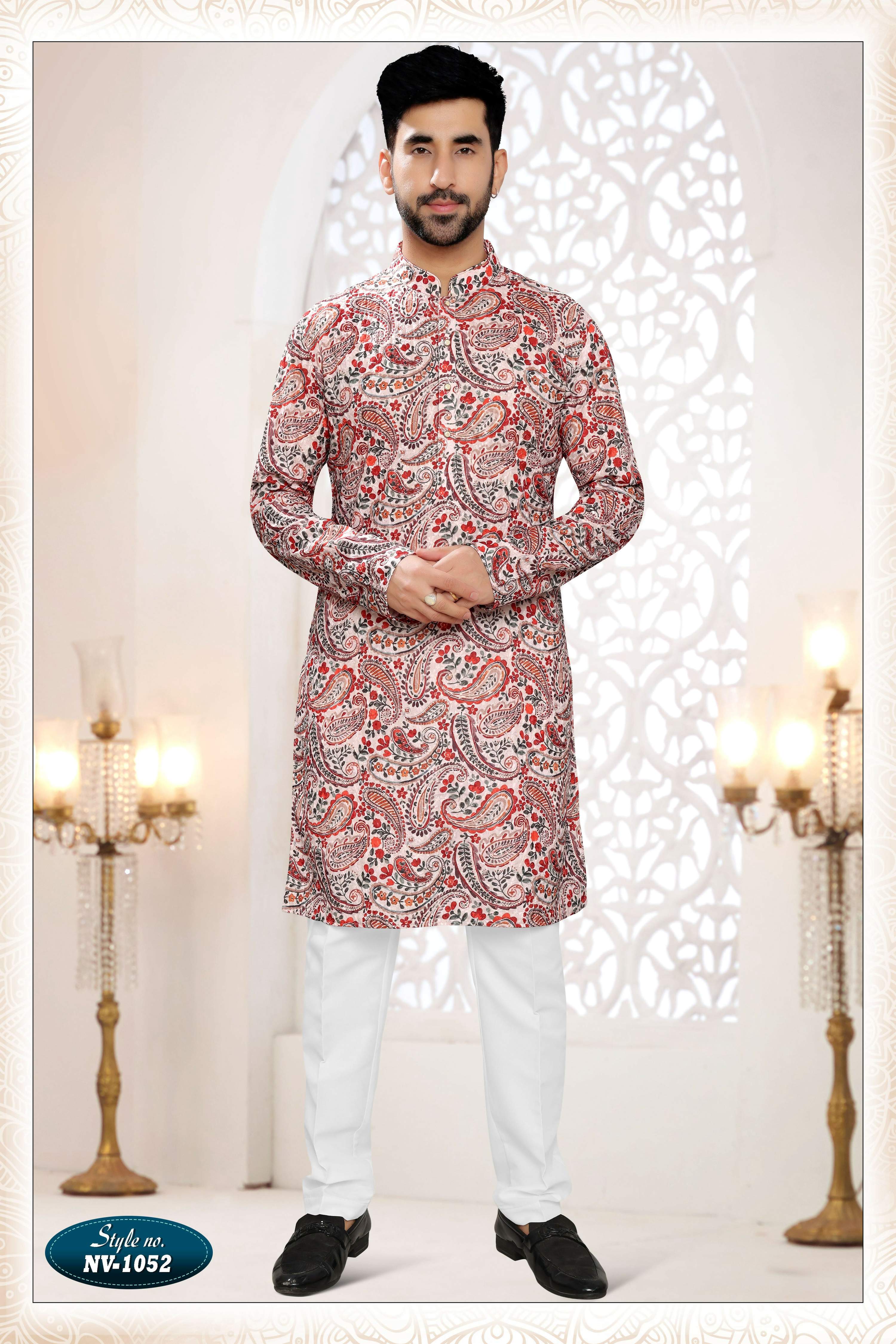 Joban Fashion Men's Cream Straight Rayon Thread And Sequence Embroidery All Over Kurta Set