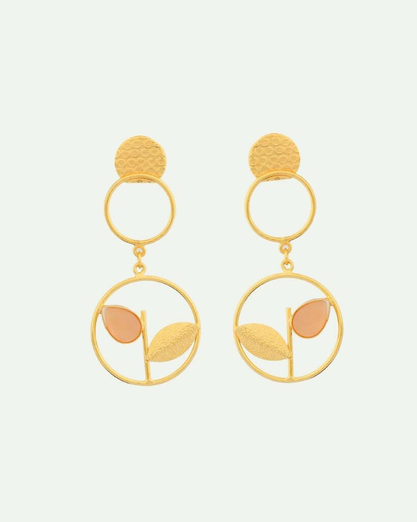 VOJ One Gram Gold Plated Round Shaped Drop Earrings - Distacart