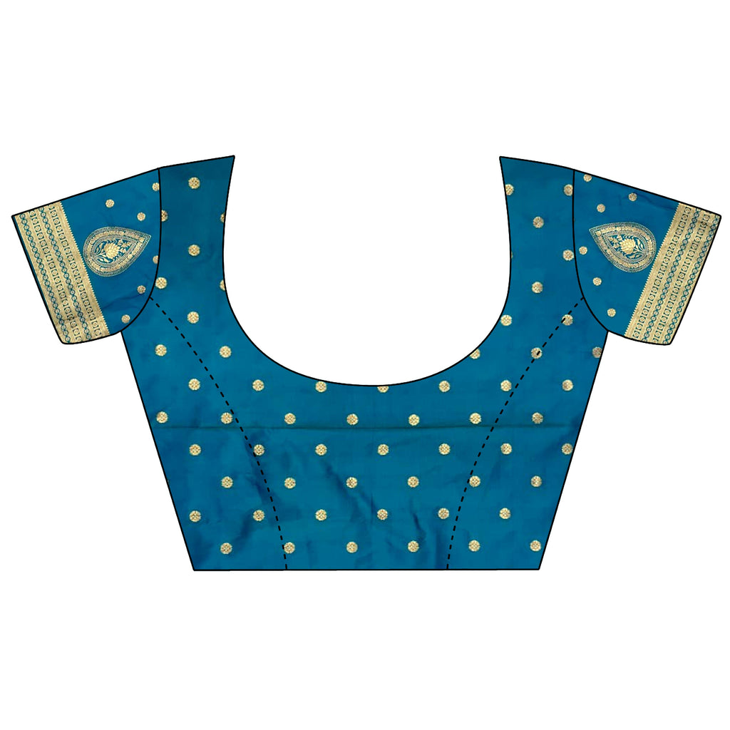 Joban Fashion Blue Motifs Zari Weaving Soft Silk Banarasi Saree