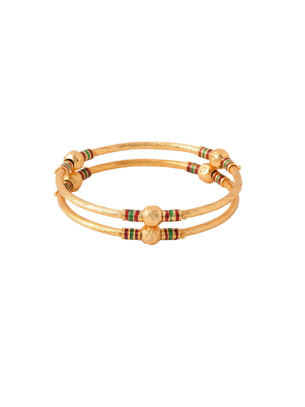 NVR Women Set of 2 Gold-Plated Traditional Bangles - Distacart