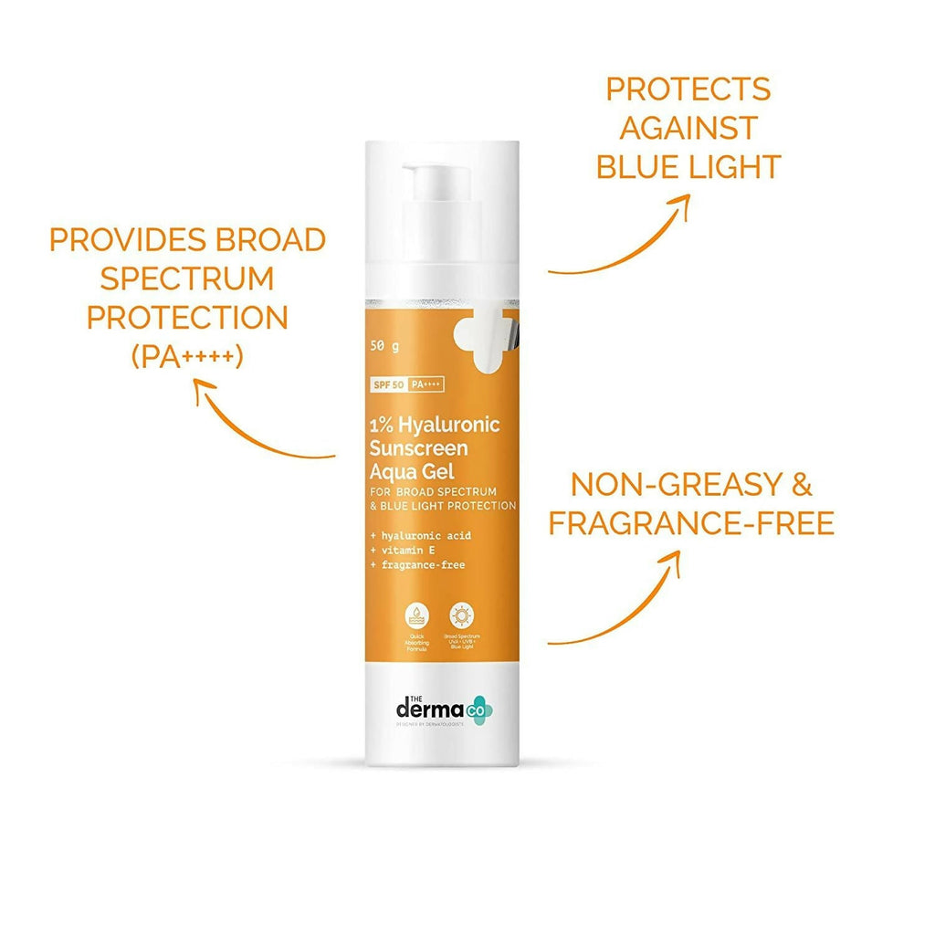 The Derma Co 2% Kojic Acid Face Serum & 1% Hyaluronic Sunscreen Aqua Gel SPF 50 Combo