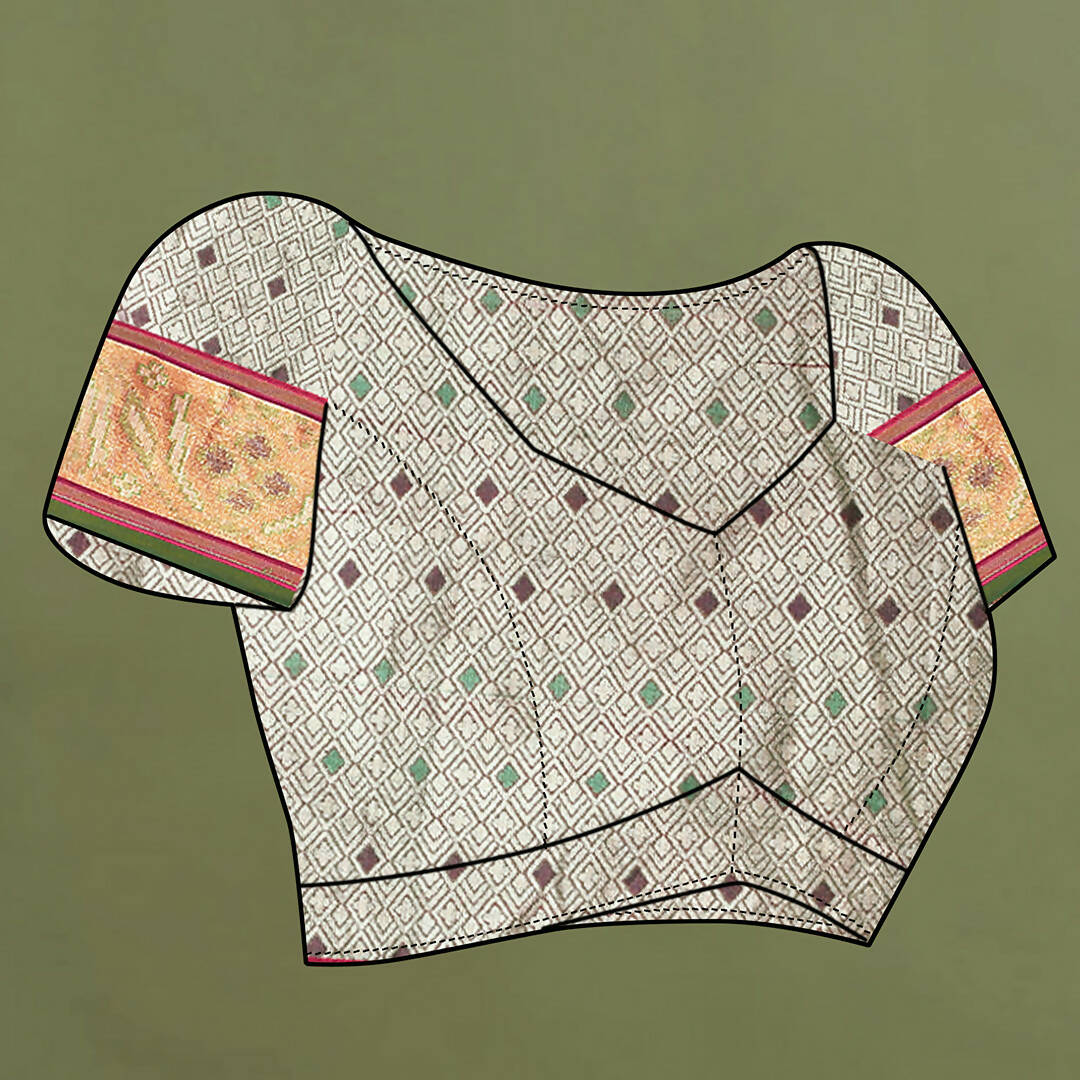 Lorenvalley Fashion Peach Patola Silk Woven Design Zari Meenakari Weaving Saree