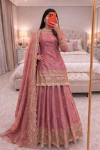 Teeya Creation Pink Color Fendy Satin Heavy Embroidery Work Wedding Wear Stitched Lehenga Choli - Distacart