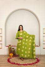 Joban Fashion Green Tie & Dye Cotton Suit Set - Distacart