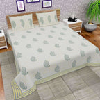 Hand Block Printed Double/Queen 230x270 Cms Bedsheet with 2 Pillow Covers