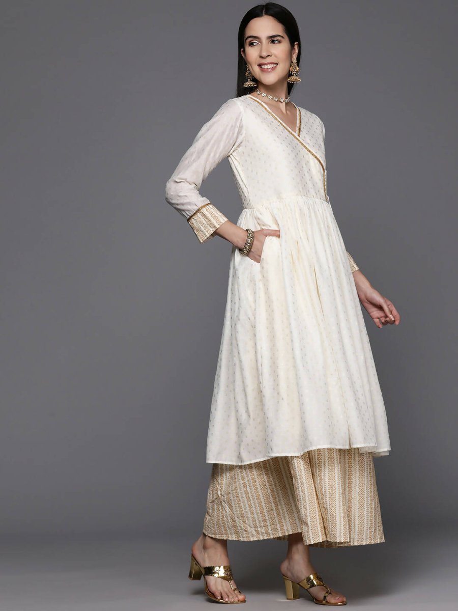 Ahalyaa Women's Traditional wear Ethnic Dress - Off White - Distacart