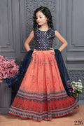 Kids Wedding Designer Peach Georgette Lehenga Choli - Aaradhna
