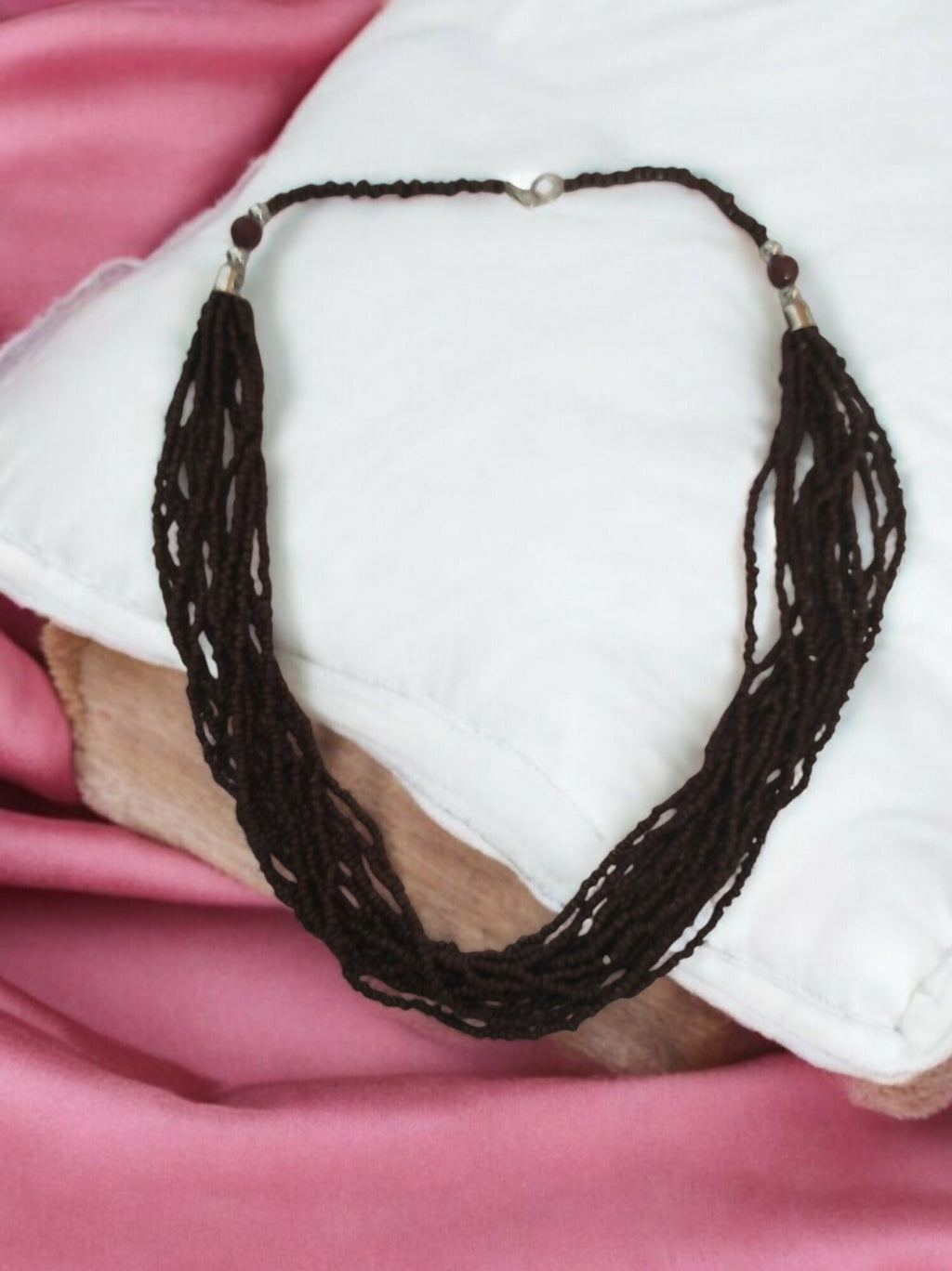 Inhanns Bloom Handmade Beaded Only Necklace - 12 Layers - Coffee Necklace