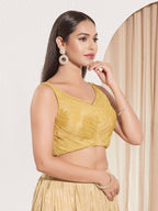 Joban Fashion Gold Tissue Padded Blouse With Sweetheart Neck Sleeveless - Distacart