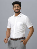 Ramraj Cotton Mens Half Sleeve White Shirt Plus Size - Justice White