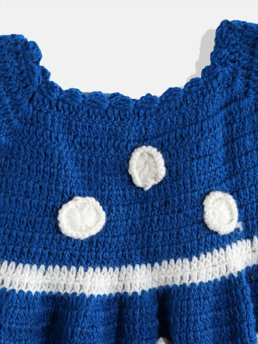 ChutPut Hand knitted Crochet Wool Queen Dress For Baby Girls - Blue