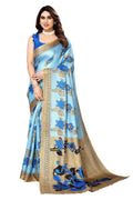 Vamika blue Printed Art Silk Saree