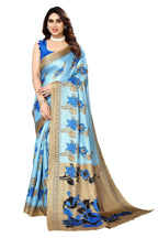 Vamika blue Printed Art Silk Saree