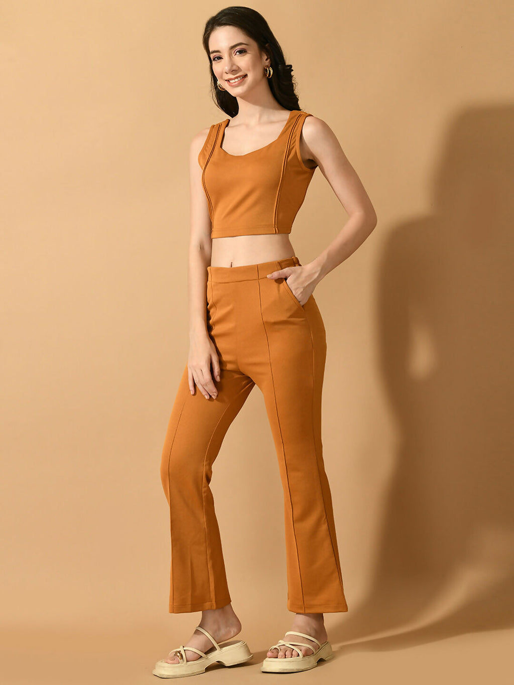 Myshka Women's Mustard Solid Party Top