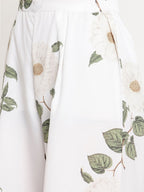 Ahalyaa Women's White Crepe Digital Print Kurta Palazzo Set With Dupatta