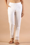 Juniper Women's White Rayon Solid Straight Pant - Distacart