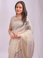 Shree Shyam Fashion Organza Cream Saree - Distacart