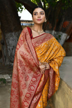 Joban Fashion Gold Crepe Chiffon Pure Handloom Banarasi Silk Saree