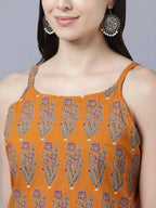 Myshka Stylish Mustard Sleeveless Women's Kurta - Distacart