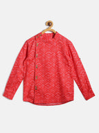 Manet Ethnic Full Sleeves Printed Shirt - Red
