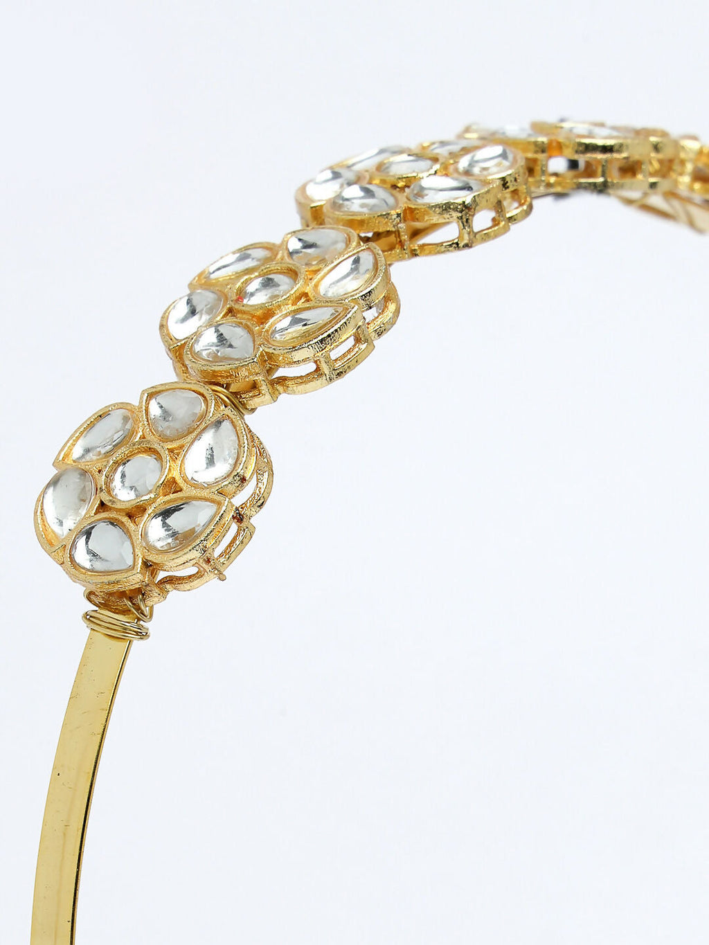 NVR Women's Gold-Polished Kundan Embellished Hairband