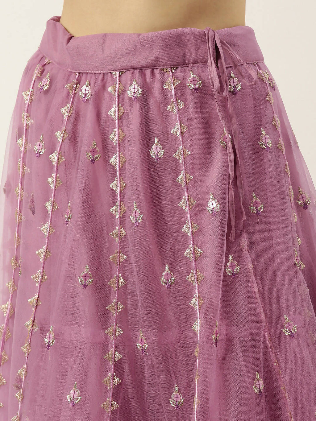 House of Panchhi Rose Gold Net Sequinse Work Lehenga & Blouse, Dupatta