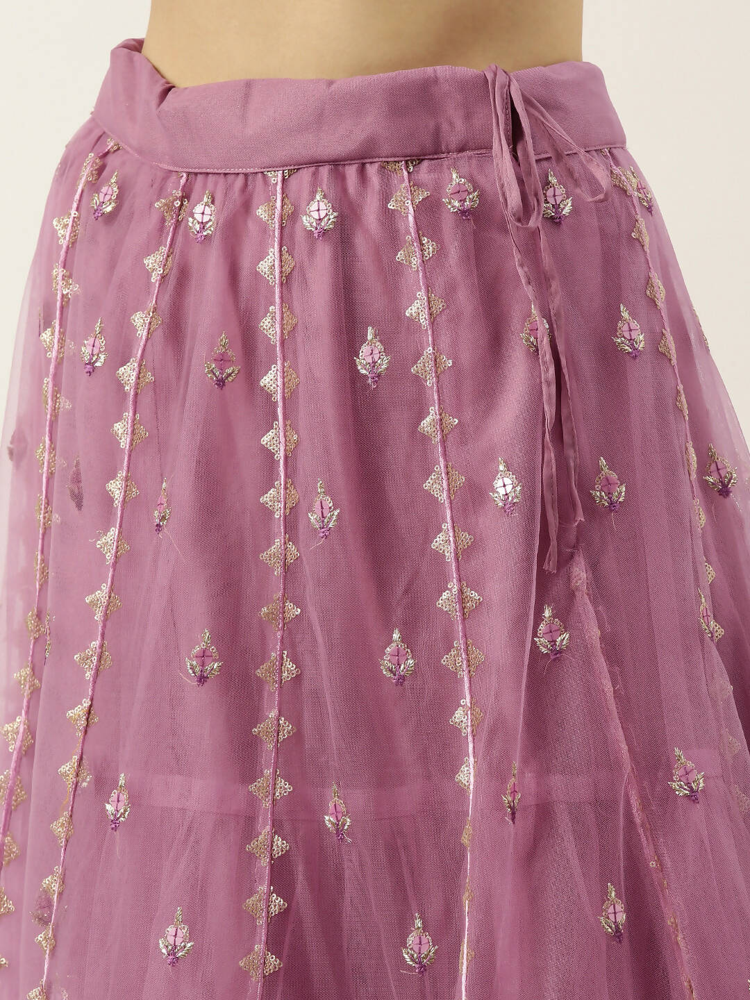 House of Panchhi Rose Gold Net Sequinse Work Lehenga & Blouse, Dupatta