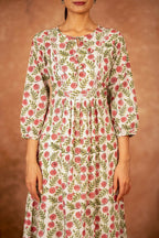 Joban Fashion Red Floral Hand Block Printed Cotton Kurta Pant Set - Distacart